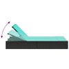 vidaXL Chaise longue double avec coussins en polyrotin noir