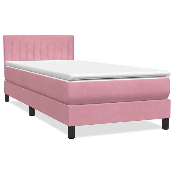 vidaXL Sommier &agrave; lattes de lit avec matelas et LED rose 80x210 cm velours