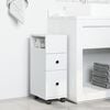 vidaXL Meuble &eacute;troit de salle de bain &agrave; roulettes blanc