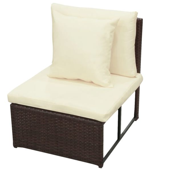 vidaXL Salon de jardin 8 pcs avec coussins résine tressée marron