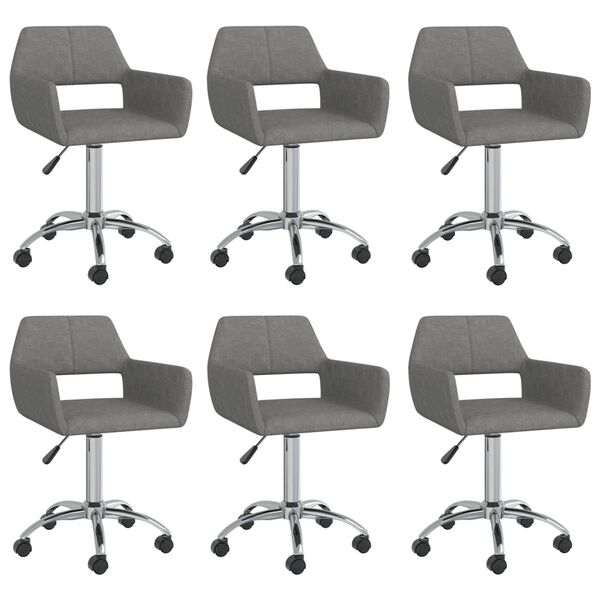 vidaXL Chaises pivotantes &agrave; manger lot de 6 gris clair tissu
