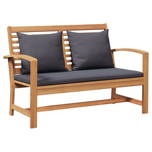 vidaXL banc avec coussin 2 pcs Brun et gris fonc&eacute; Bois de teck massif