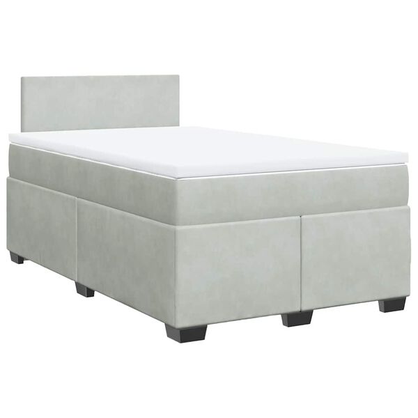 vidaXL Sommier &agrave; lattes de lit et matelas gris clair 120x190cm velours