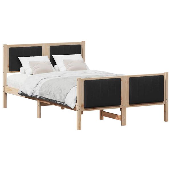 vidaXL Cadre de lit Marron et noir 120 x 200 cm Bois massif en pin