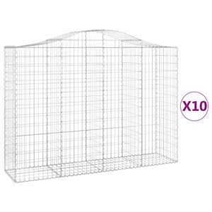 vidaXL Paniers &agrave; gabions arqu&eacute;s 10 pcs 200x50x140/160 cm Fer galvanis&eacute;