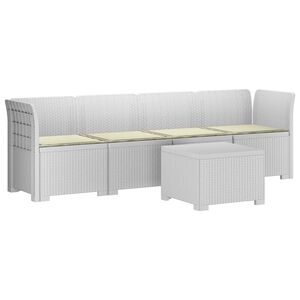 vidaXL Canap&eacute; de jardin 4 places avec coussins look rotin PP Blanc