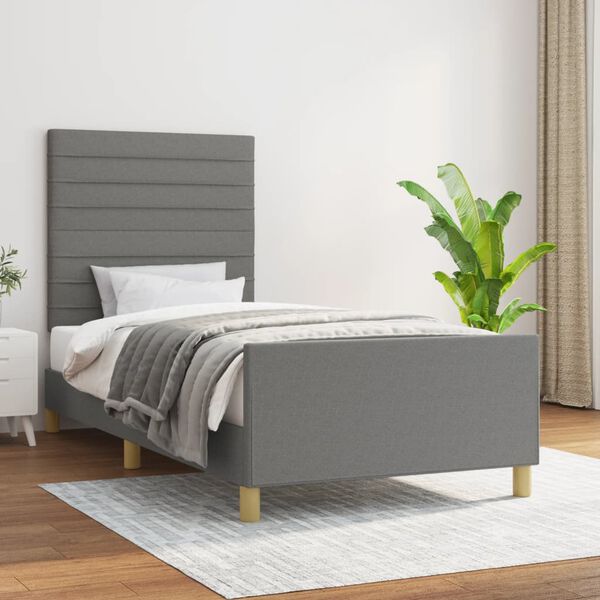 vidaXL Cadre de lit sans matelas gris fonc&eacute; 90x200 cm tissu