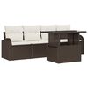 vidaXL Ensemble de canap&eacute; de jardin 5 pc Marron Poly Rattan