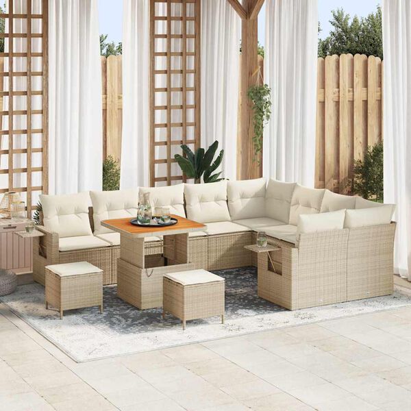 vidaXL Ensemble de canap&eacute; de jardin 12 pcs Beige polyrotin