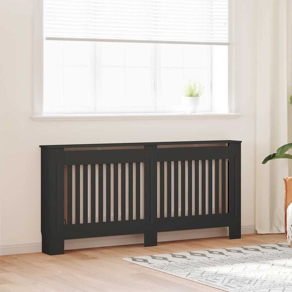 vidaXL Cache-Radiateur 2 pcs Noir 172 x 19 x 81,5cm Bois d'ing&eacute;nierie