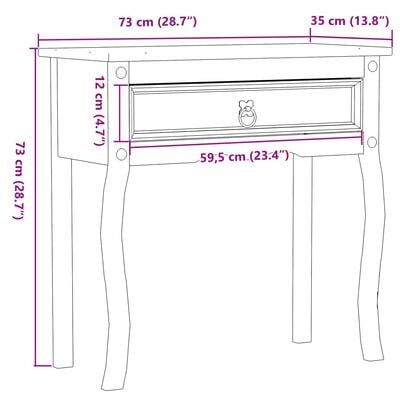 vidaXL Table console Corona 73x35x73 cm bois de pin massif