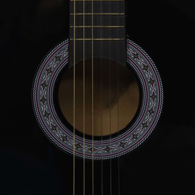 vidaXL Jeu de guitare classique pour débutants 8 pcs Noir 3/4 36"