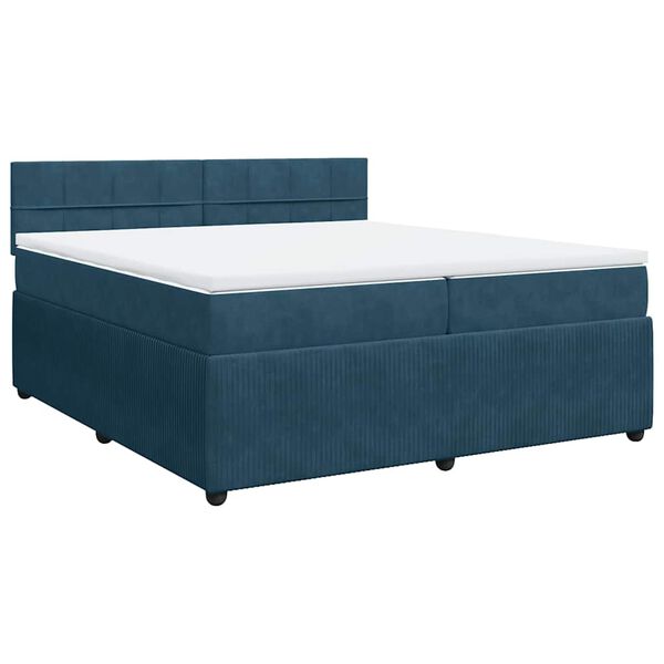 vidaXL Sommier &agrave; lattes de lit et matelas Bleu 200x200 cm velours