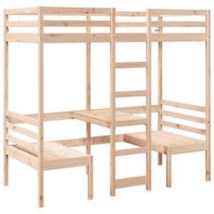 vidaXL Lit mezzanine avec bureau et chaises 75x190 cm pin massif
