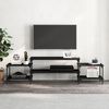 vidaXL Meuble TV noir 197x35x52 cm bois d'ing&eacute;nierie