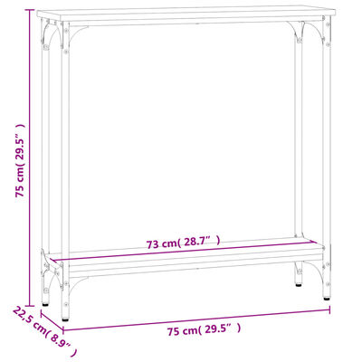 vidaXL Table console sonoma gris 75x22,5x75 cm bois d'ingénierie