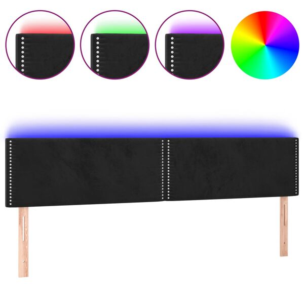 vidaXL T&ecirc;te de lit &agrave; LED Noir 160x5x78/88 cm Velours
