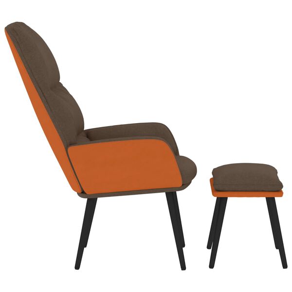 vidaXL Chaise de relaxation avec tabouret Marron Tissu