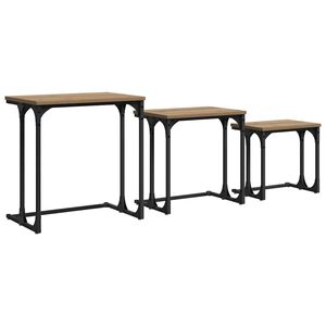 vidaXL Table basse gigogne 3 pc ch&ecirc;ne artisanal 50.5 x 35 x 53 cm