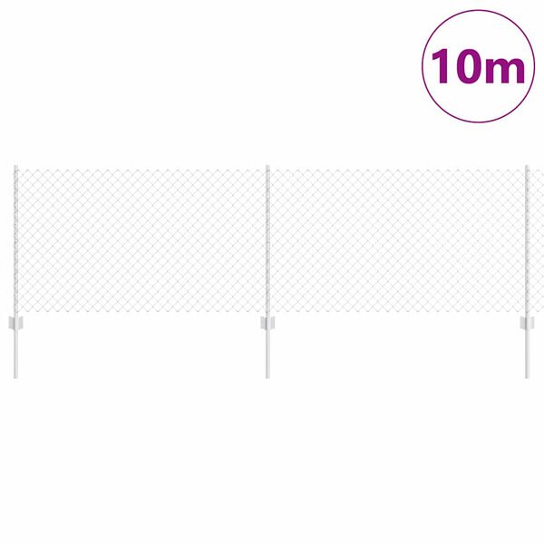 vidaXL Cl&ocirc;ture avec poteau Argent&eacute; 0,8 x 10 m Acier