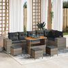 vidaXL Ensemble de canap&eacute; de jardin 10 pcs Gris polyrotin