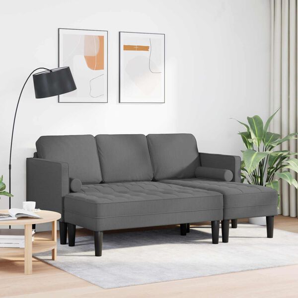 vidaXL Ensemble de Canap&eacute;s avec coussin 2 pcs Gris fonc&eacute; Polyester