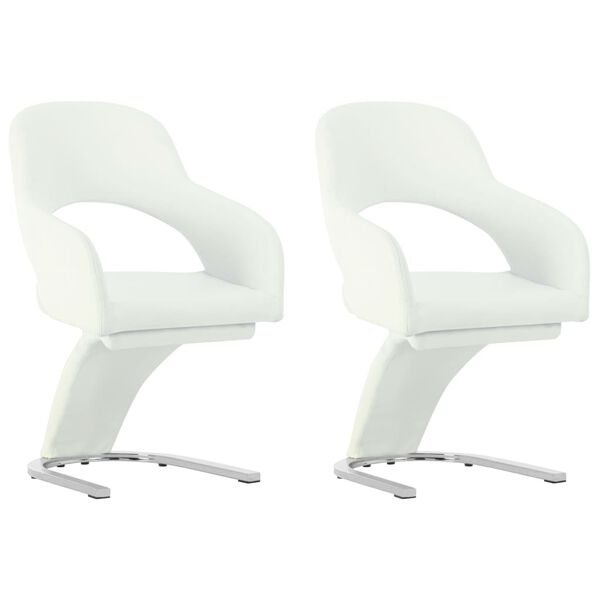 vidaXL Chaises &agrave; manger lot de 2 blanc similicuir