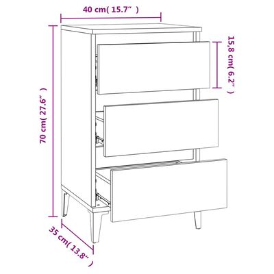 vidaXL Table de chevet chêne fumé 40x35x70 cm bois d'ingénierie