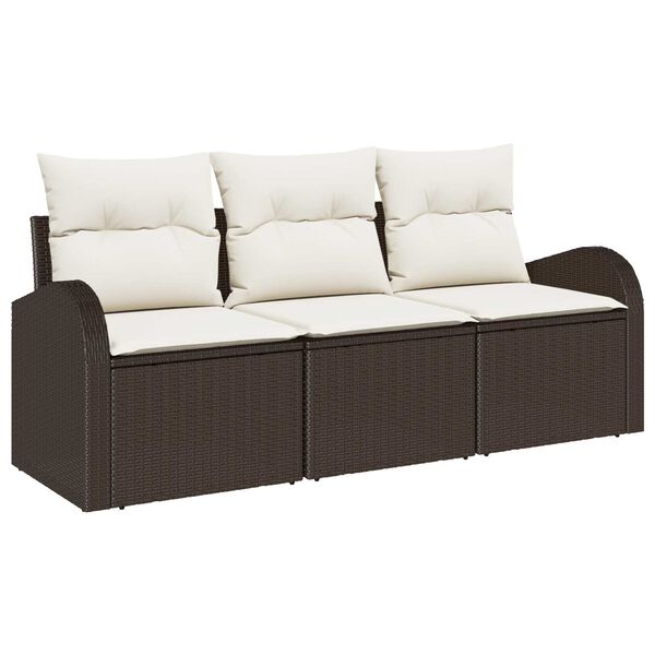 vidaXL Ensemble de canap&eacute; de jardin Marron polyrotin