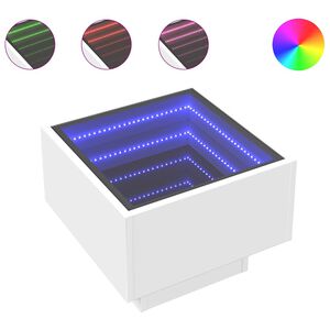 vidaXL Table d'appoint avec LED blanc 40x40x30 cm bois d'ing&eacute;nierie