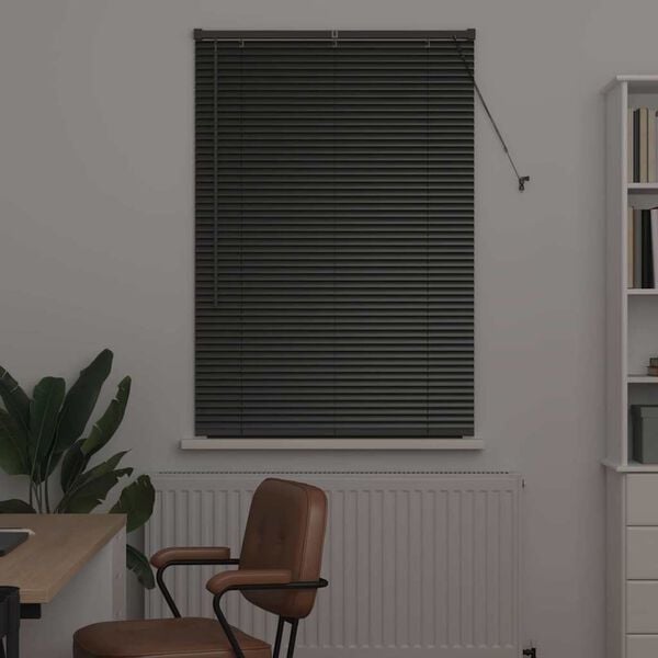 vidaXL Store de Fen&ecirc;tre avec des rideaux Noir Aluminium