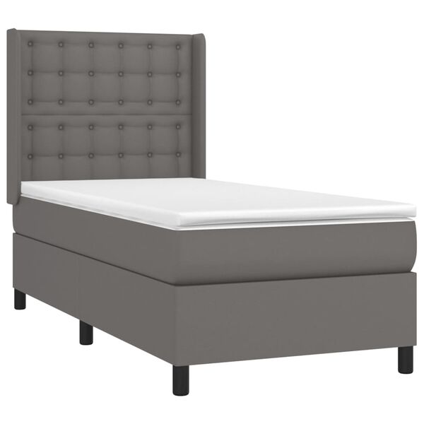 vidaXL Sommier &agrave; lattes de lit avec matelas Gris 80x200 cm Similicuir