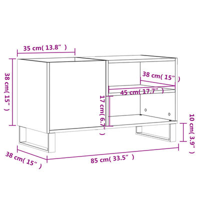 vidaXL Armoire à disques sonoma gris 85x38x48 cm bois d'ingénierie