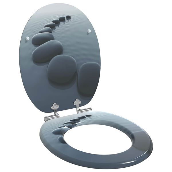 vidaXL Si&egrave;ge de toilette 2 pcs Gris 44 x 38 cm Panneau MDF