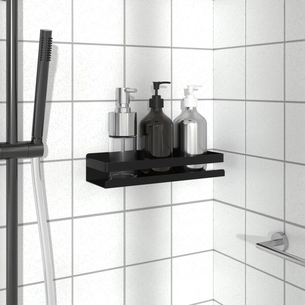 vidaXL Étagère de douche noir mat acier inoxydable 304 brossé