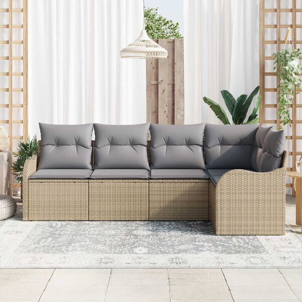 vidaXL Ensemble de canap&eacute; de jardin Beige polyrotin