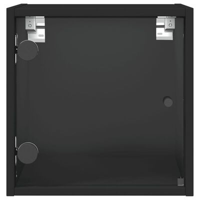 vidaXL Tables de chevet avec portes en verre 2 pcs noir 35x37x35 cm