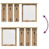 vidaXL Porte-manteau mural avec miroir ch&ecirc;ne artisanal 85 x 10 x 45 cm