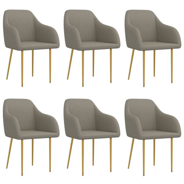 vidaXL Chaises &agrave; manger lot de 6 gris clair velours
