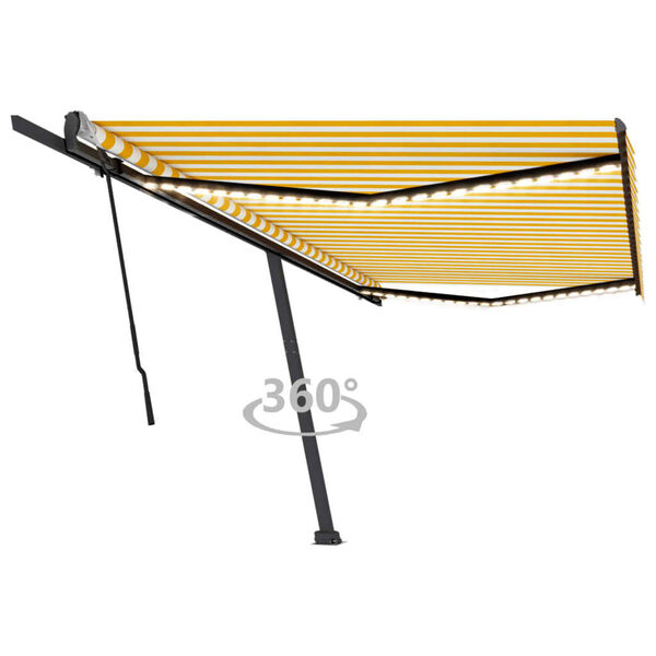 vidaXL Auvent manuel r&eacute;tractable avec LED 500x300 cm Jaune et blanc