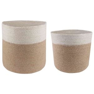vidaXL Ensemble de Pots &agrave; Plantes 2 pc Naturel et Blanc &Oslash; 28 x 28 cm