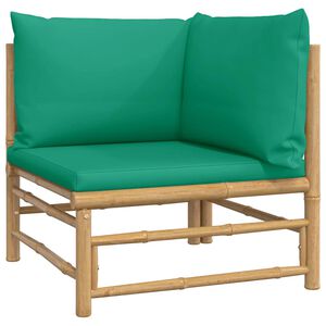vidaXL Canap&eacute; d'angle de jardin avec coussins vert bambou
