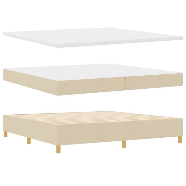 vidaXL Lit &agrave; ressorts avec matelas Cr&egrave;me 200 x 200 cm tissu