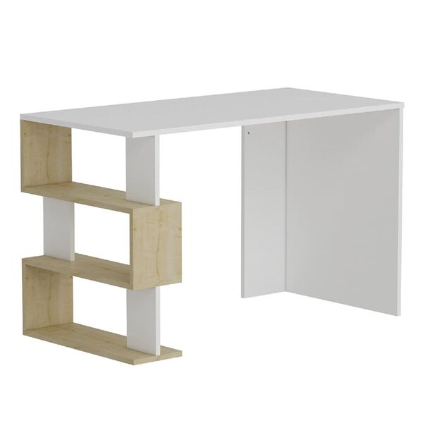 Homemania Bureau d'ordinateur Patara 120x60x75 cm Blanc et ch&ecirc;ne