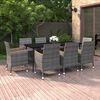 vidaXL Ensemble &agrave; manger de jardin coussins 9 pcs R&eacute;sine tress&eacute;e Verre