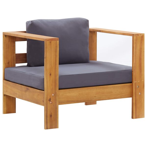 vidaXL Salon de jardin 4 pcs avec coussins Gris Bois d'acacia solide