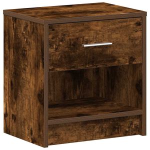 vidaXL Table de chevet avec tiroir en ch&ecirc;ne fum&eacute; 39 x 28 x 41 cm