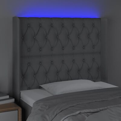 vidaXL Tête de lit à LED Gris clair 103x16x118/128 cm Tissu