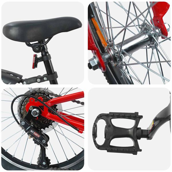 vidaXL V&eacute;lo pour Enfants 24 Pouces 6-Speed pour les 8-12 ans Rouge
