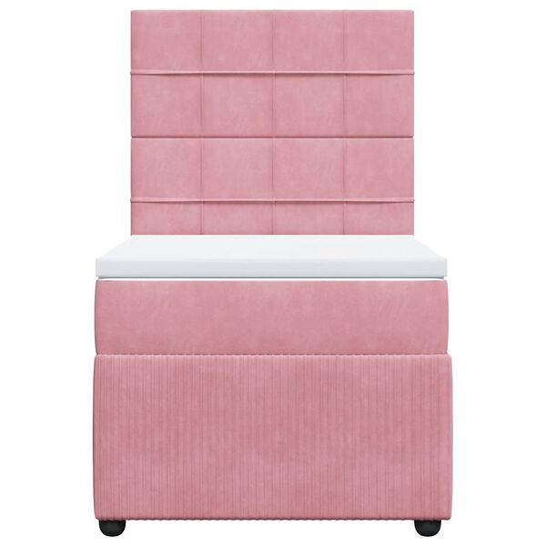 vidaXL Sommier &agrave; lattes de lit avec matelas Rose 100x200 cm Velours